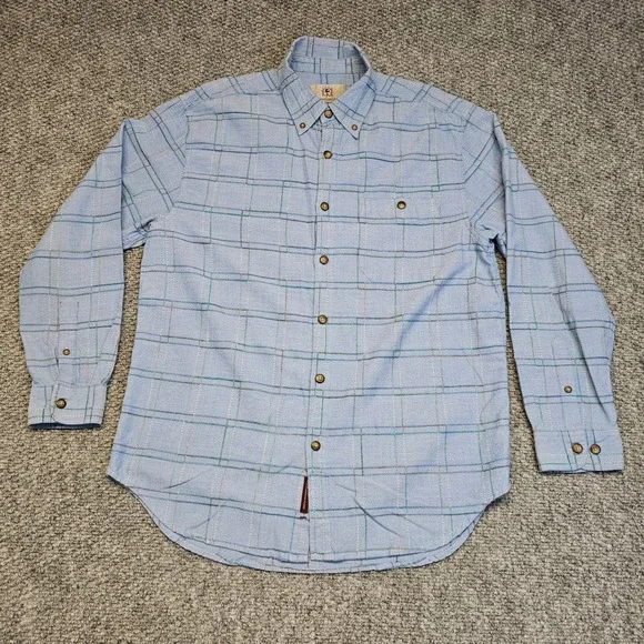 The Territory Ahead Mens Light Blue Plaid Long Sleeve Button Down Shirt Size L - Picture 2 of 6